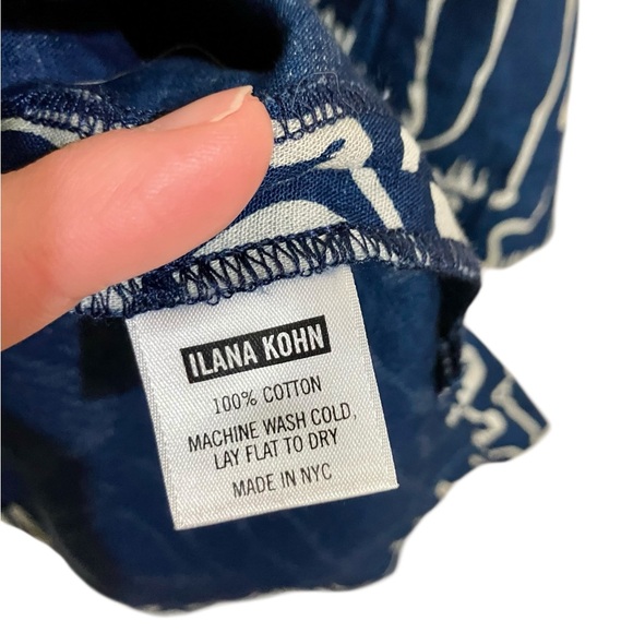 Ilana Kohn Melvin Stone Flower Navy 100% Cotton Long Sleeve Button Down Medium - Picture 6 of 6